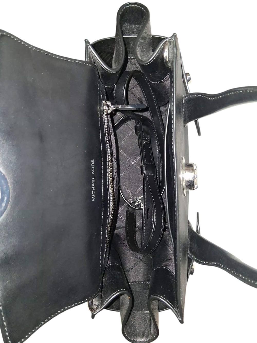 Michael Kors Carmen Medium Belted Satchel Black - Picture 8 of 9